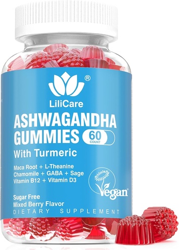 [BRSW223RDJ6RQDY7] Ashwagandha Gummies, 2000mg Akar Ekstrak Organik Ashwa untuk Perempuan & Pria - 60 Count - Ashwagandha Blend Gummies Suplemen Kombinasi