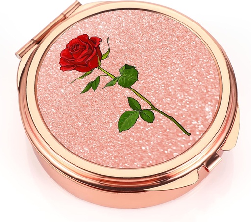 [BRSRMZ3ROQPA4YL6] Dynippy pilleri tapauksessa pillerilaatikko peili tasku 3 Osasto Lääketiede Case Vitamiini pilleri Organizer taskulaukku ja matka (Round, Rose Gold-Rose)