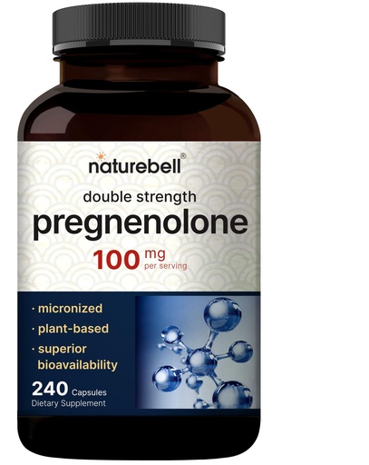 [BRSWYZIKBYPWKCLJ] NatureBell Pregnenolone 100mg, 240 Capsules | 99% Purity, Micronized Grade for Higher Absorption, Plant Based – Natural Precursor, Brain, & Immune Health Supplement – Non-GMO, Soy Free