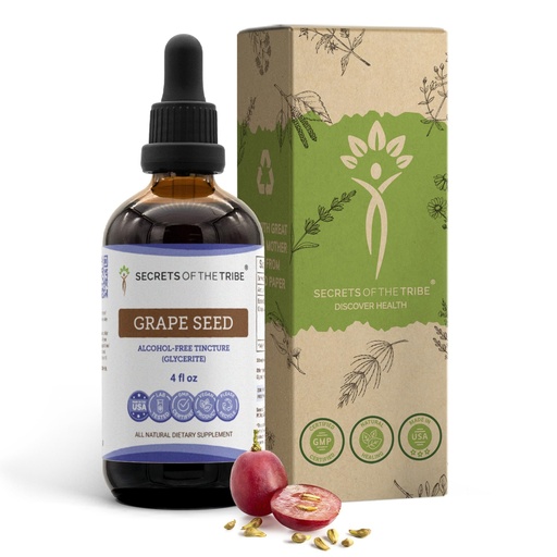 [BRSWGZ3RAANA4DLA] Secrets of the Tribe Grape Seed Tincture Alcohol-Free Extract, Grape (Vitis Vinifera) Dried Seed Tincture Supplement (4 FL OZ)