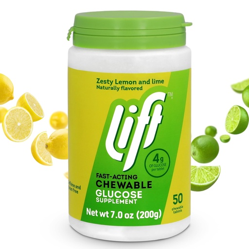 [BRSW2ZQRBENQEA3L] Lift Glucose | Fast-Acting Glucose Chewable Energy Tablets | Lemon & Lime | 50 ct Jar (Pack of 1)