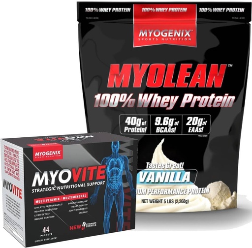 [BRSRABT3AUGQM237] Myogenix Myovite Multivitamin & Myolean Vanilla Whey Protein Bundle – Complete Daily Nutrition with 40g High-Protein Whey – Support Energy, Muscle Growth & Recovery