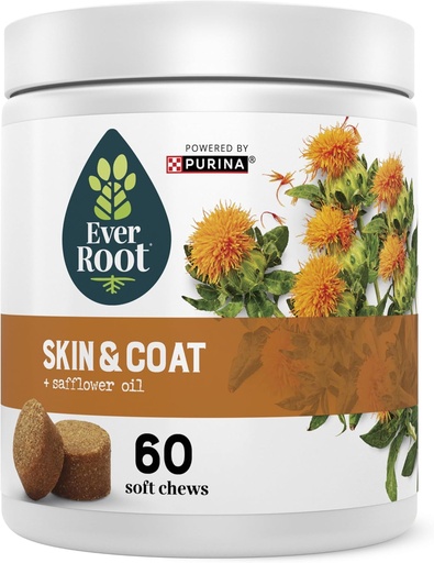 [BRSROGQBOIIWY2DJ] EverRoot by Purina Skin and Coat Dog Supplements Soft Chews - 10.6 oz. Canister