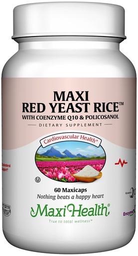 [BRSWIYAKCUOQ223G] Maxi Health Red Yeast Rice 600 mg – Red Yeast Rice with CoQ10 and Policosanol for Daily Support for Heart Wellness – Vegan, Kosher – 60 Vegetarian Capsules