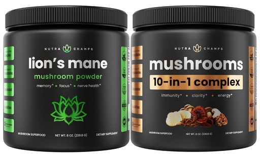 [BRSRAEA6AFYBU3TL] NutraChamps Lions Mane Powder & 10 in 1 Mushroom Powder