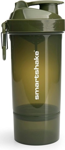[BRSWGZDYOUHWEDI4] Smartshake O2GO ONE Plastic Protein Shaker Bottle 800 ml | 27 oz - Leakproof Screw-on Lid - BPA Free – Unisex - Army Green