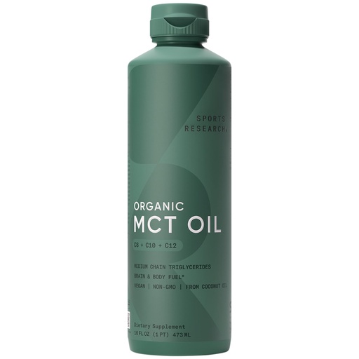 [BRSWGYY6OV7WKHTJ] Sports Research® Organic MCT Oil 16oz - Full Spectrum (C8, C10, C12) Sourced from Coconut Oil - Keto Brain & Body Fuel* - Vegan Certified · Non-GMO · Informed Choice Certified - Unflavored
