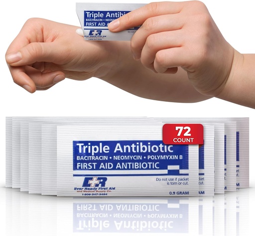 [BRSWY2QPDJ5GC2DZ] Triple Antibiotic Ointment .9gr Packets – First Aid Cream for Cuts, Scrapes, Burns – Neomycin, Bacitracin, Polymyxin B – 72 Count