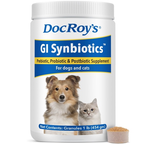 [BRSWIEL6OEGRS2TK] Doc Roy’s GI Synbiotics Probiotic & Prebiotic Granules for Dogs & Cats, Digestive & Immune Health Supplement with Live Cultures, BgMOS & Beta Glucans, Chicken Flavor, 454g Granules
