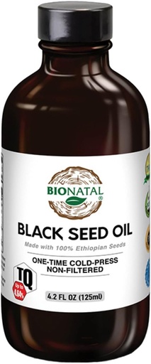 [BRSW2ZYCCENWEA32] BioNatal Ethiopian Black Seed Oil 4.2oz Glass– Cold Pressed Nigella Sativa Producing Black Cumin Seed Oil, Unrefined & Non-Filtered, High TQ Up to 4.64% – Supports Immune System, Digestion & Joints
