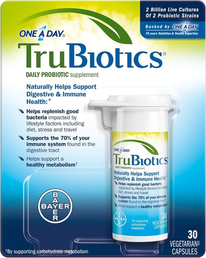 [BRSWKGYIBIBBYCDG] TruBiotics Daily Probiotic 30 Capsules - Gluten Free, Soy Free Digestive + Immune Health Support Supplement for Men and Women (Pack of 3)