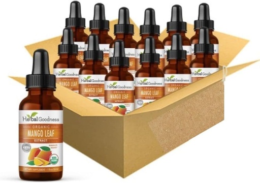 [BRSW2AIECIIGCALU] Herbal Goodness Mango Leaves Extract Organic - Mangifera Indica - Metabolism, Gut, Immunity, Digestive Support, General Wellness - 12(1oz) btls - Kosher - Made in The USA