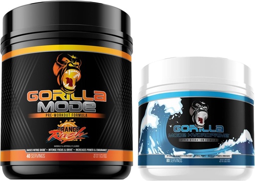 [BRSRAYA3CUHAIDQU] Gorilla režīms Pre Workout (Orange Rush) + HydroPrime Glicerīns Pre Workout - visaptverošs kaudze hiperhidrācija, sūknis, jauda, izturība, un termoregulācija