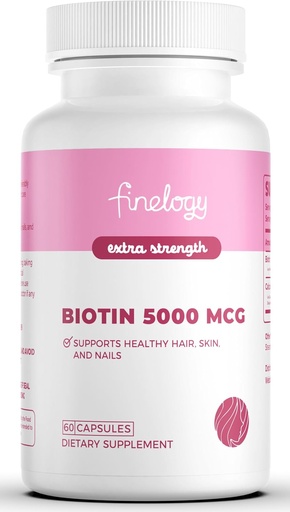 [BRSRAEAFOB5RUC3U] Extra Strength Biotin 5000 MCG, 60 Capsules for Hair, Skin, Nail & Bone Health, Non-GMO & Gluten-Free, High-Potency Biotin Supplement (2-Month Supply)