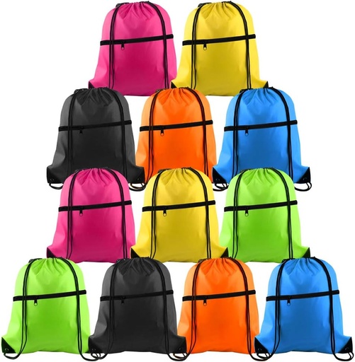[BRSWGAD6CAJQIADX] KUUQA 12Pcs Drawstring Bag Sports Gym String Backpack Bulk Cinch Bag Sackpack with Zipper for School Yoga Sport Gym Traveling