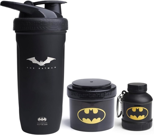 [BRSRABQTOV7QACDV] Smartshake DC Comics Bundle – Batman Stainless Steel Protein Shaker 900ml with Funnel 110ml and Storage Containers 200ml.