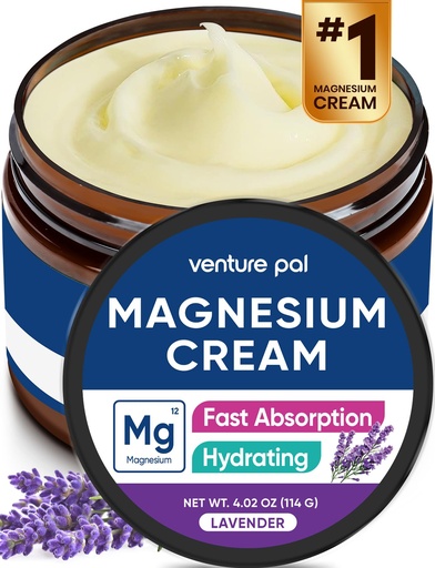 [BRSRAFQKAB5QAEL6] Venture Pal Topical Magnesium Cream, Fast-Absorbing Magnesium Moisturizing Lotion with Coconut Oil, Shea Butter & Hyaluronic Acid, Suitable for Kids