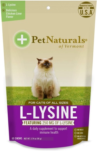 [BRSWIE3YBYPBKETG] Pet Naturals of Vermont L-Lysine 60 Fun-Shaped Chews for Cats - 3 pack