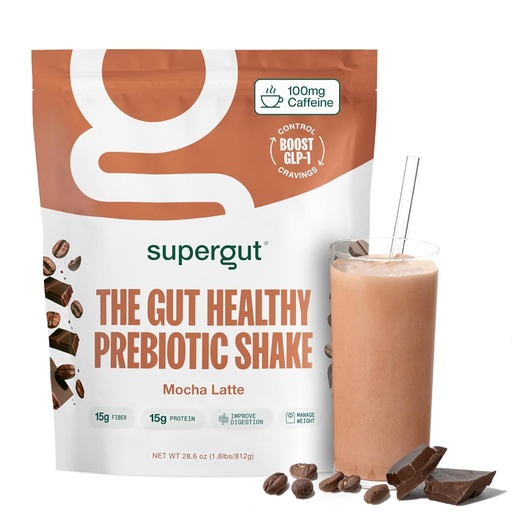[BRSROZD5AV6BU2Y4] Supergut Prebiotic Shakes | Meal Replacement | Boost GLP-1 | High Protein and Fiber | No Added Sugar | Keto Food, Meal, Snack (Mocha Latte, 14 servings)