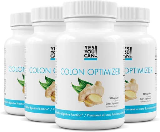 [BRSRMAQTOIDWAA32] Yes You Can! Probiotics Colon Optimizer Supplement - Gut Health and Stomach Supplement for Men and Women, Organic Probiotics with Ginger and Peppermint for Digestive Health, 30 Capsules - 4 Pack