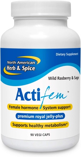 [BRSWKZL3BEAR43A5] NORD AMERICAN HERB & SPICE ActiFEM - 90 capsule - Suportă echilibrul hormonal pentru femei, metabolism & Mood - Royal Jelly, Wild Atlantic Kelp, Fennel - Non-GMO - 90 Total Servings