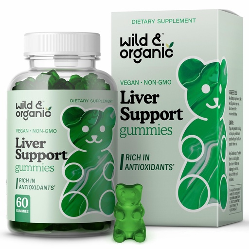 [BRSW22QHOV6GOCD4] Wild & Organic Liver Support Gummies - Milk Thistle, Dandelion Root Extract for Liver Cleanse Detox - 60 Silymarin Milk Thistle Gummies - Vegan, Non-GMO Herbal Supplement.