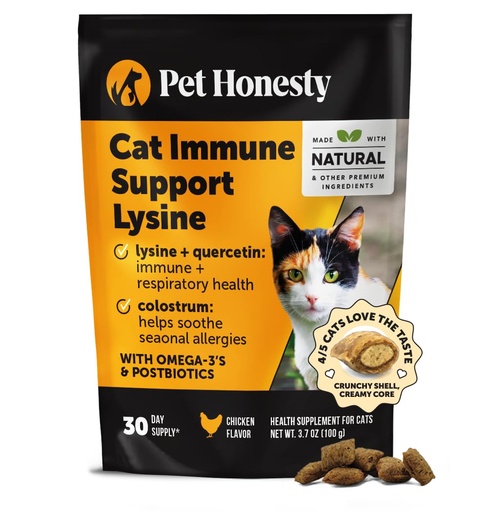 [BRSROYALOQHWCYA2] Cat Immune Support Lysine – Allergy Relief & Immune Health Supplement for Cats with L-Lysine, Colostrum, Quercetin & Omega-3 – Soothes Sneezing, Runny Nose & Itchy Skin Chicken, (30-Day Supply)