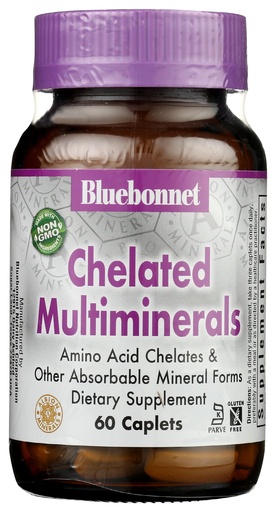 [BRSWIYQAO4EB22TA] Bluebonnet Nutrition High Potency Chelated Multiminerals, Albion Chelated Minerals, Soy-Free, Gluten-Free, Non-GMO, Kosher Certified, Dairy-Free, 60 Caplets, 20 Servings