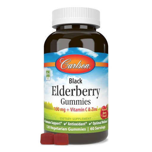 [BRSWYHQNC4PWKG3H] Carlson - Black Elderberry Gummies, with Vitamin C & Zinc, Immune Support, 120 Gummies