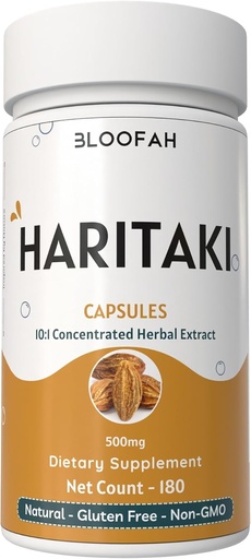 [BRSROCAQCQOWGC32] Haritaki Fruit Capsules 500mg | 10:1 Extract Natural Haritaki Powder (Terminalia chebula) | Non-GMO, Gluten-Free Herbal Supplement | Convenient Capsules for Wellness (180 Count (Pack of 1))