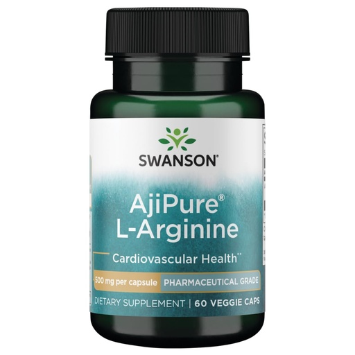 [BRSWIYY5AYMGMCL6] Swanson Amino Acid Ajipure L-Arginine Pharmaceutical Grade 500 Milligrams 60 Veg Capsules