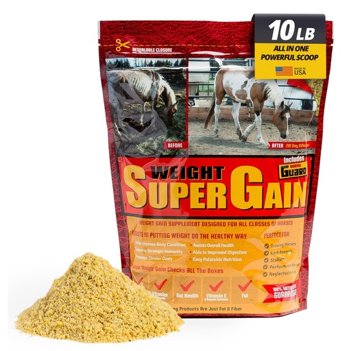 [BRSWICAZCUGBYDDE] Horse Guard Super Weight Gain 10 lb – 3-in-1 Horse Weight Gain Supplement with Full-Fat Soy, Probiotics & Vitamins – Supports Digestion, Coat & Muscle Health – 20 Servings