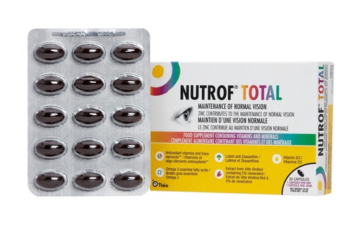 [BRSWIZIRCUBWOCTC] Nutrof Total Capsules – Eye Health Supplement with Lutein, Zeaxanthin, Omega 3, and Antioxidants | Essential Nutrients for Optimal Eye Health | Pack of 30 Capsules (1 Capsule per Day - 1-Month Supply)