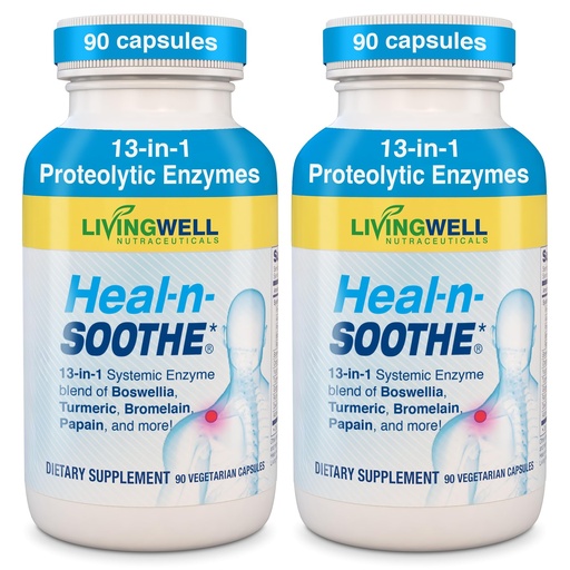[BRSWGBA7CEPRQCLJ] HEAL-N-SOOTHE Proteolytic Systemic Enzymes – Joint Supplement with Bromelain, Papain, Boswellia – Joint Mobility, Muscle Flexibility, Protein Digestion, Circulatory & Immune Health - 90 Count (2 Pack)