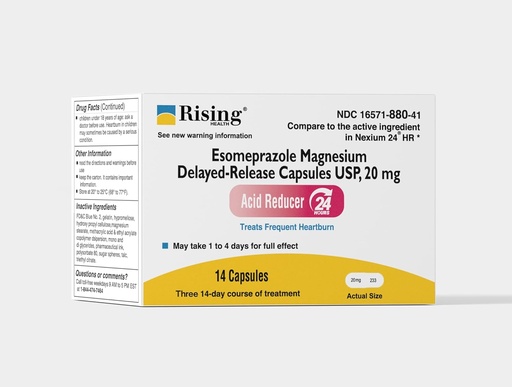 [BRSROZL6CUNR63T7] Rising Health - Esomeprazole Magnesium Delayed-Release Capsules, USP - Treats Frequent Heartburn - 20 mg - 42 Count