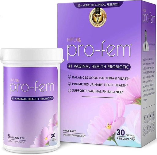 [BRSWYGICAF7Q4ELU] HPD Rx Pro-Fem #1 Vaginal Health Probiotic | Vaginal Probiotics | Clinically Proven to Promote Yeast & PH Balance, Urinary Tract Health | Feminine Probiotics | Works in 7 Days | 30 Capsules | 1 Pack