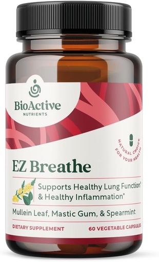 [BRSROZIPA4BAICY2] BIOACTIVE NUTRIENTS EZ Breathe - 60 Capsules - Muellein Leaf, Bromelain, and Spearmint Supplement - Supports Overall Health