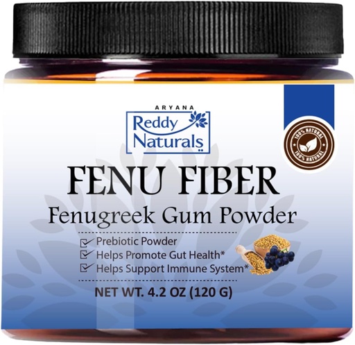[BRSRMYYHOQPQMF3P] Reddy Naturals Aryana FENU Fiber – Debittered Fenugreek Gum Powder - Muscadine Polyphenols - Supports Healthy Metabolic Functions – Improves Immune and Gut Health – 4.2 OZ (120 G)