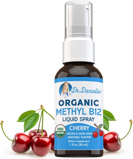 [BRSRMZIYAV4GGEL5] Doctor Danielle USDA Organic Vitamin B12 Liquid Spray | Liquid Vitamin B12 for Energy Support | Vegan | Gluten Free | Non-GMO | 1 Fl Oz