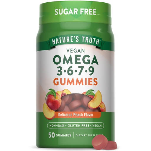 [BRSRMAADC4BRUD3U] Nature's Truth Vegan Omega 3679 Gummies | 50 Count | Peach Flavor | Non-GMO & Gluten Free Supplement