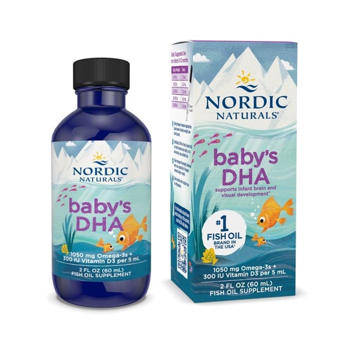 [BRSWIYINDIMGCYDY] Nordic Naturals Baby’s DHA, Unflavored - 2 oz - 1050 mg Omega-3 + 300 IU Vitamin D3 - Supports Brain, Vision & Nervous System Development in Babies - Non-GMO - Servings May Vary
