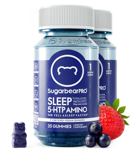 [BRSWGHD5PMCAADLF] SugarBearPro Sleep Gummy 2 Month Supply, Extra Strength Melatonin 6mg, for Men & Women, Vegan Vitamin B6, L-Theanine, 5 HTP, Valerian, Sleep Aid for Adults & Teens, Certified Kosher