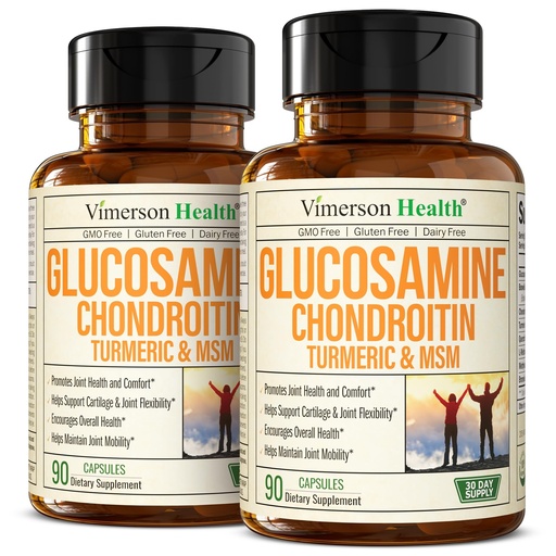 [BRSRAYAQO4MWC3DP] Glucosamine Chondroitin MSM – Joint Support Supplement for Women and Men with Glucosamine Sulfate 1500 mg, Chondroitin and MSM – for Cartilage, Joint Health and Flexibility – 2 Pack