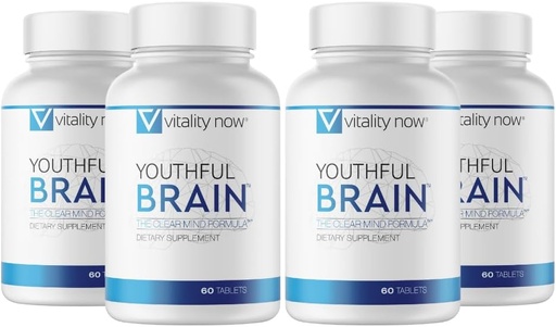 [BRSWYHD2CUFAA2Y6] Youthful Brain 4 Bottle Bundle - Memory & Brain Health Support Supplement - Brain Booster Clarity with Bacopa Monnieri, Ginkgo Biloba, B12-120-Day Supply (240 Count)