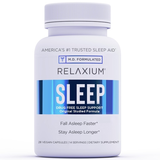 [BRSROEICO57G2HIY] Relaxium Sleep Aid, 14-Day Supply, Non-Habit Forming, Dietary Supplement for Better Sleep, Drug-Free, Stress Relief, with Magnesium, Melatonin, GABA, Chamomile, Made in USA (28 Vegan Capsules)