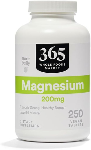 [BRSWGZQCBACQE23L] 365 by Whole Foods Market, Magnesium 200mg, Vegan, 250 Tablets