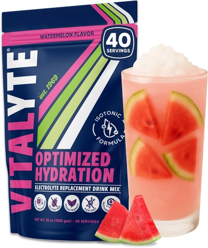 [BRSWY2Q6OQMB4GTB] Vitalyte Electrolyte Powder Drink Mix, Isotonic Electrolyte Hydration Mix, Gluten Free Post Workout Powder, Pack of 1, 35 oz., Watermelon Flavor