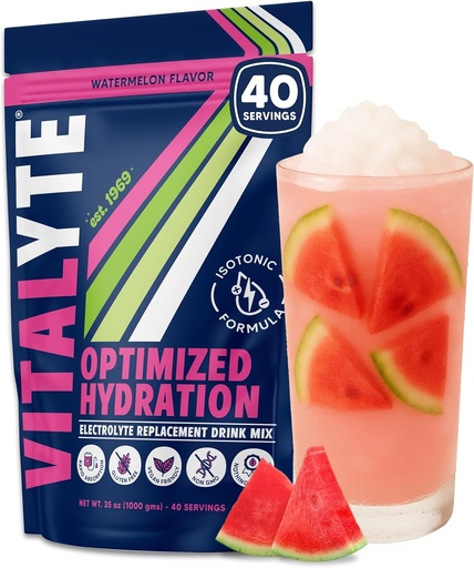 [BRSWY2Q6OQMB4GTB] Vitalyte Electrolyte Toz İç Mix, Isotonic Electrolyte Hydration Mix, Gluten Free Post Workout Toz, 1, 35 oz., Watermelon Flavor