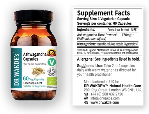 [BRSWIEIKAJ5WEYLM] WAKDE的Ashwagandha Capsules(印度语:Ginseng, Withania somnifera, 60 Veg Caps, 植物补充品, Ayurvedic Herb, All Natural, Vegan)