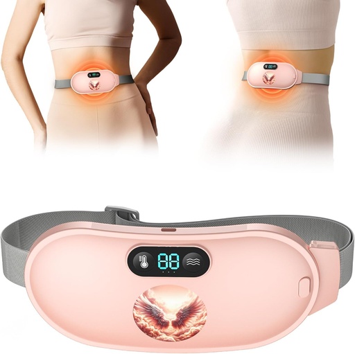 [BRSRA234AACRA333] Heating Pad for Period Cramps, Fast Heating with 6 Heat Levels and 6 Massage Modes, Portable Menstrual Heating Pad, Belly Period Massager for Women and Girls, Pink